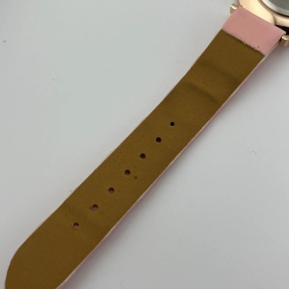 Oktime Watch Women 39mm Rose Gold Cae Pink & Green Band- New Battery‎